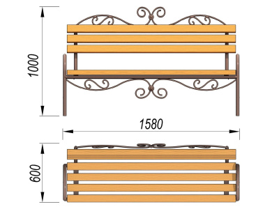Лавочка кованная МАФ 1606 в Астрахани