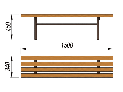 Лавочка без спинки МАФ 1601 в Астрахани