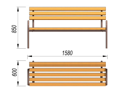Парковая лавочка со спинкой МАФ 1605 в Астрахани