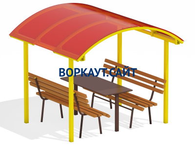 Стол и лавки под навесом МАФ 4005 в Астрахани